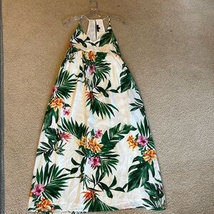 Gibson Cream and Green Halter Dress